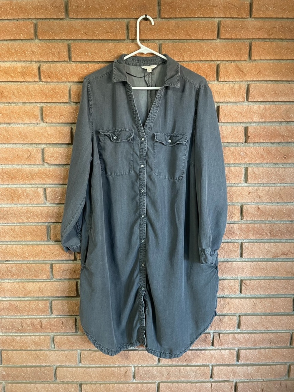 Terra & Sky Washed Charcoal Gray Shirt Dress